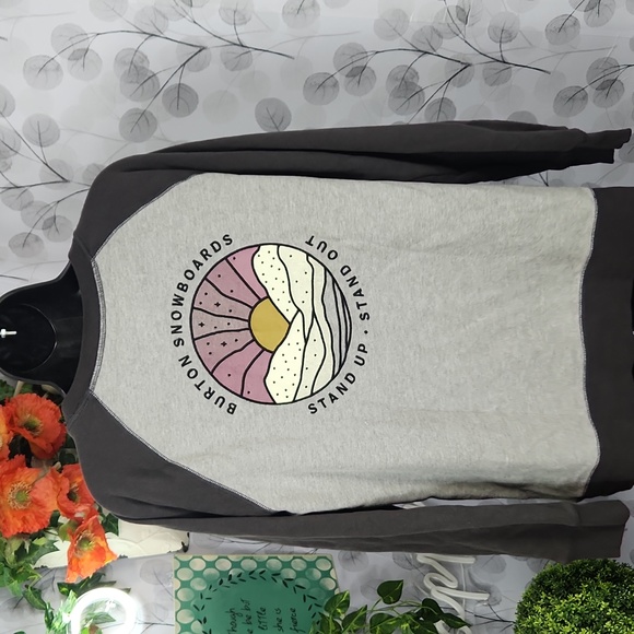 Burton Keeler Crew Gray Raglan Sweatshirt Stand Up Stand Out - Large - Picture 5 of 8